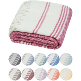 DEMMEX Beach Towel, Bath Towel, 100% Certified Turkish Organic Cotton, Peshtemal, Hammam Towel, Sauna Towel, Beach Blanket, Oversized, Quick Drying, Sand-Free, Compact – Pre-washed, 180 x 90 cm