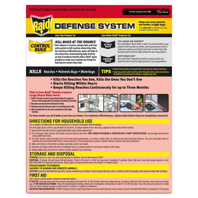 Raid Double Control, Large Roach Baits 0.70 Ounce (Pack of