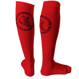BOORE - Deadlift OCR socks Weightlifting Compression Socks With Shin Drag Protection Unisex 15-20mmhg (US, Alpha, Large, X-Large, Regular, Regular, Crimson conqueror Red)
