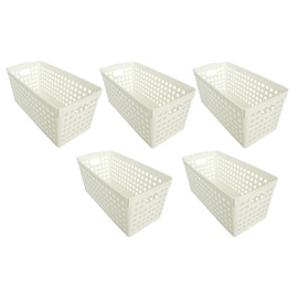 Inomata Chemical Storage Baskets, Stock Baskets, Slim, White, Set of 5