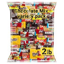 Chocolate Assorted Bulk Candy Variety Pack 2lb - Mini Chocolate Bars, Milk & Dark Chocolate Mix - Individually Wrapped Bulk Candy for Office Snacks, Party Favors and Bags - Trick or Treat Ready Mix for Halloween