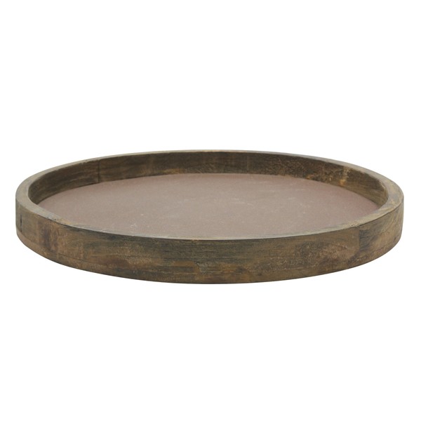 Stonebriar Rustic Natural Wood and Metal Candle Holder Tray, Home Decor Accessories for the Coffee Table and Dining Table, Brown, Large