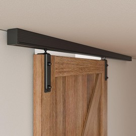 FLYVLIEG 5FT Ceiling Mount Box Rail Barn Door Hardware Heavy Duty Sliding Barn Door Track Kit for Single Door, Aluminum Alloy, Easy Install (No Door)