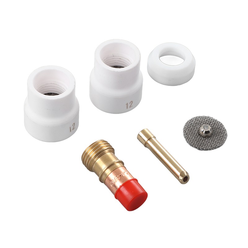 6PCS Torch Adapter Kit Ceramic Red Copper Welding Torch Mount