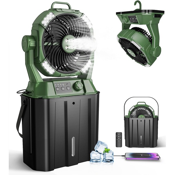 MONISEN Portable Misting Fan with Remote, Camping Mister Fan for