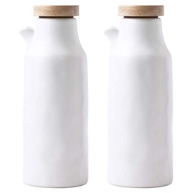 Eanatah Ceramics Dispenser Bottle,Olive Oil/Soy Sauce/Vinegar Cruet, Liquid Condiment Dispenser for Kitchen Cooking,320ml (Ceramics-W)
