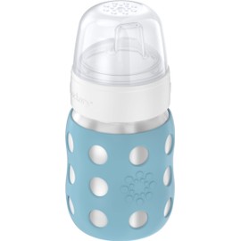 Lifefactory 8-Ounce Stainless-Steel Vacuum-Insulated Wide-Neck Baby Bottle with Sippy Nipple, Denim (LS2251WDE4)