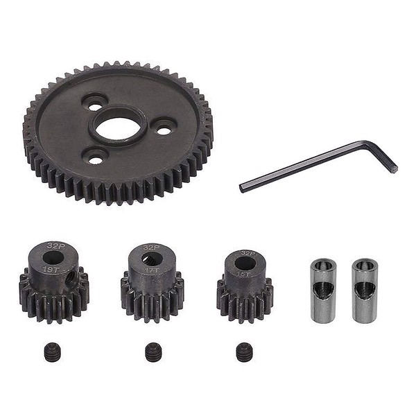 Globact 54T 0.8 32 Pitch Metal Steel 3956 Spur Gear with 15T/17T/19T Pinions Gear Sets for Traxxas Slash 4x4 4WD/2WD VXL Rally VXL Stampede 4x4 1/10 Summit 1/10 E-REVO Parts