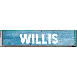 Willis 8" Rectangle Blue Colored Weathered Painted Look Decal Bumper Sticker for use on Any Smooth Surface