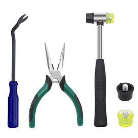 Sunxeke 5Pcs Upholstery Staple Remover Tool Set Including U Tip Tack Puller,Dual Head Mallet Hammer(Soft Rubber) with Replacement Head，Removal Pliers for Furniture Floor Photo Frame
