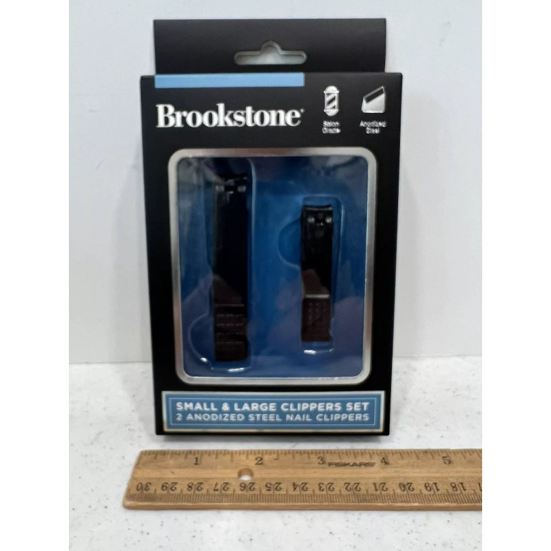 Brookstone Stainless Anodized Steel Small & Large Nail Clippers Set,