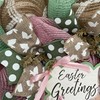 Easter Greetings Brown Bunny Handmade Deco Mesh Wreath Available in