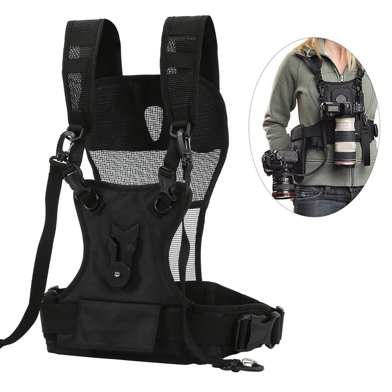 Dual Camera Harness, Multi-Carrying Chest Vest System for Camera, Nylon