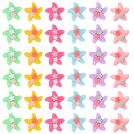 Honbay 60PCS Starfish Flatback Resin Charms Flower Slime Charms Ocean Theme Resin Embellishments Cute Cartoon Starfish Resin Cabochons Crafts Decoration Accessories - 6 Colors