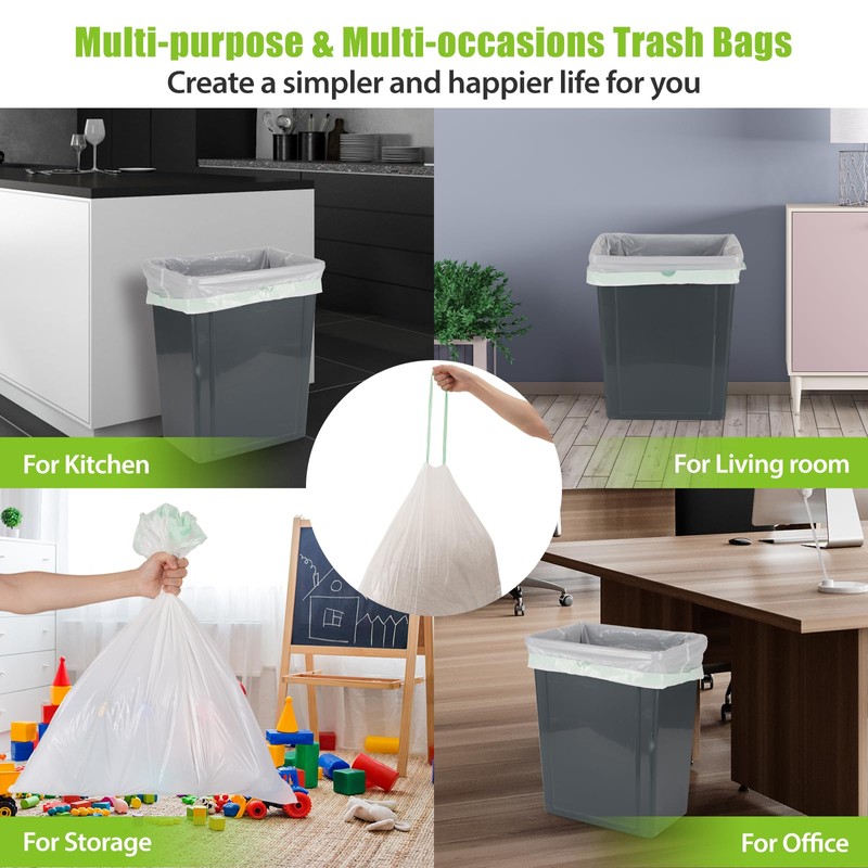 ValueGuard Large Trash Bags 13 Gallon Tall Drawstring 100% Post-Consumer
