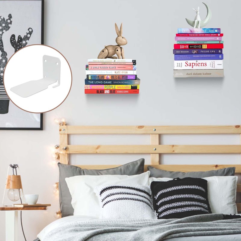 JYUHA 4 PCS Invisible Floating Bookshelves, Wall Mounted Floating Book