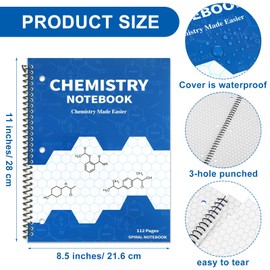 Kolldenn 2 Pcs Organic Biochemistry Spiral Notebook Hexagonal Graph Paper Notebook Chemistry Notebook 8-1/2 x 11 for Drawing Organic Chemistry Structures 3 Hole Punched 112 Pages