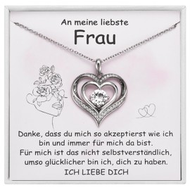 FAOMZQ Gifts for Mother / Daughter / Sister / Girlfriend / Wife, Heart Necklace Women's Silver 925 Cubic Zirconia Heart Necklace Birthday Wedding Anniversary Christmas Mother's Day Gifts Valentine's