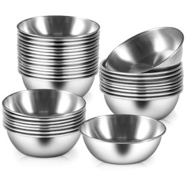 zzhxkjhky 20 Pack 3.2 inch Stainless Steel Sauce Dishes 3.5 oz Mini Individual Saucers Bowl Round Seasoning Dishes Bowl Serving Appetizer Plates for Kitchen Prep Side Dish Soy Sauce Sushi Dip (20)
