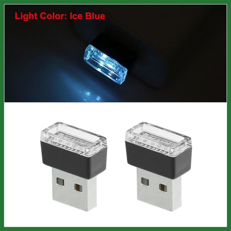 Motoforti 5pcs Ice Blue USB LED Night Light Car Interior