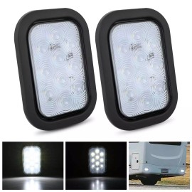 Nilight 2 Pcs 5 X 3 Inch 10 Led White Rectangular Trailer Tail Light