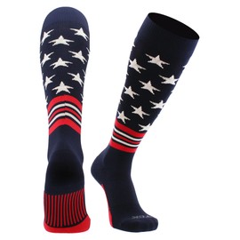 TCK USA American Flag Baseball Socks (Navy/Scarlet/White, X-Large)