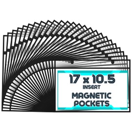Huge Magnetic Dry Erase Pockets by Two Point (25-Pack) - Landscape - Large Fits 17 x 10.5 inch Pages | Dry Erase Sleeves | Stitched Heavy Duty | Job Ticket Holders | Reusable Clear Paper Sleeves