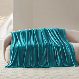 WAVVE Fleece Blanket Sofa Throw Teal 5ft x 6.5ft - Fluffy Soft Warm Versatile Blanket for Sofa/Couch/Bed Double/Twin Size, 150x200 cm