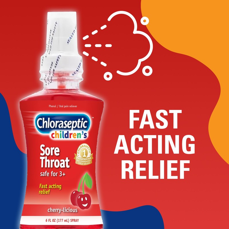 Chloraseptic Children's Sugar-Free Sore Throat Spray, Cherry-Licious, Soothes Throat Pain