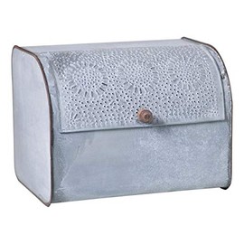 Rustic Metal Bread Box in Weathered Zinc Vintage Farmhouse Kitchen Bread Bin