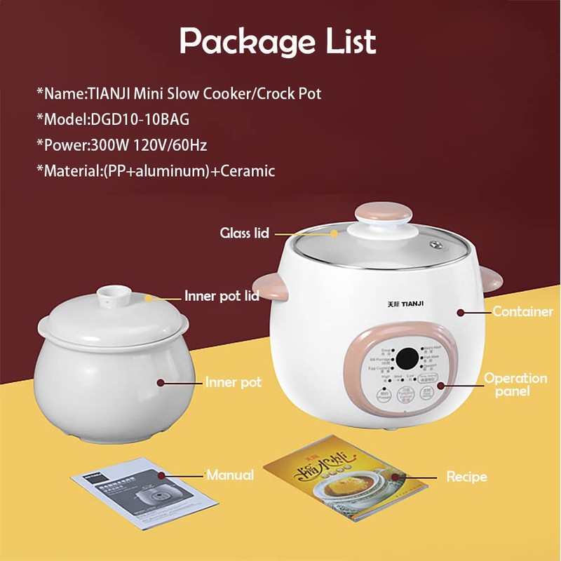 Tianji Electric Stew Pot, Ceramic Soup Porridge Cooker, Slow Cookers