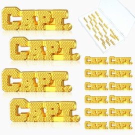 Tondiamo 24 Pcs Captain Chenille Pins Award Sports Theme Gold Lapel Pins for Student School Uniform Jackets Backpack Hat Decorations