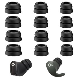 Double Flange Ear Tips for Beats Earbuds, Anti-Slip Universal Replacement Tips for Studio Buds+/Fit Pro/Solo Buds/PowerBeats Pro2, Noise Isolating, 6 Pairs, Black