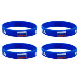 LLBFHH 4 Pcs Russia Russian Country Flag Rubber Bracelets, National Flag Silicone Bracelet, Rubber Wristbands Patriotic Decorations Gift