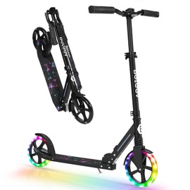 BELEEV V5 Scooters for Kids 6 Years and up, Folding Kick Scooter 2 Wheel for Adults Teens, 4 Adjustable Handlebar, 230mm Big Wheels, Lightweight Sports Commuter Scooter, up to 220lbs(Black Purple)