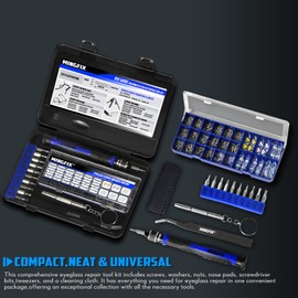 MINGFIX Eyeglass Sunglass Repair Kit,MINGFIX Magnetic Eye Glasses Repairing Tool Kit with Assorted Screws,Nose Pads,Small Screwdriver Bit Set & Tweezer with Mini Travel Case for Glasses,Sunglasses and Others