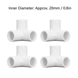 10 Pieces 3-Way Pipe Fittings, PVC Elbow Fittings, 3-Way Pipe Fittings, PVC Plastic, Right Angle T-Corner Connector, 20 mm Inner Diameter (White)