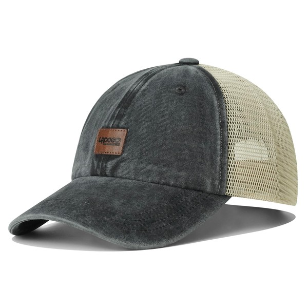 Croogo Leather Patch Hat Low Profile Adjustable Washed Cotton Dad