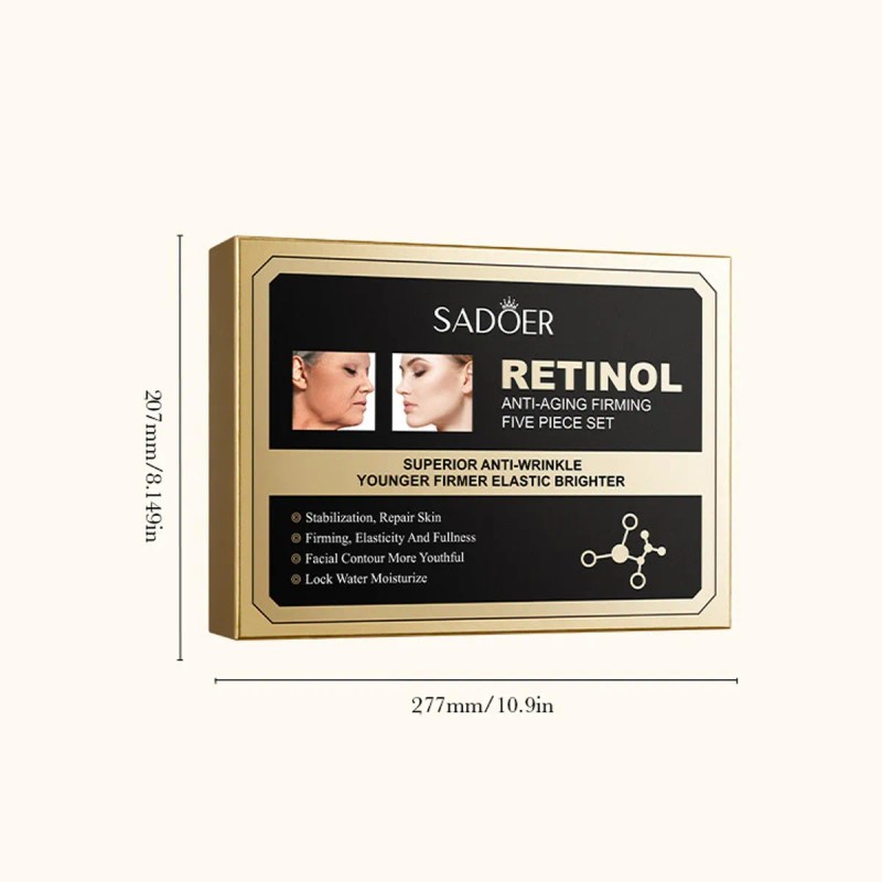 Set Antiedad Retinol 5 Piezas 230ml Crema, Sérum, Tónico