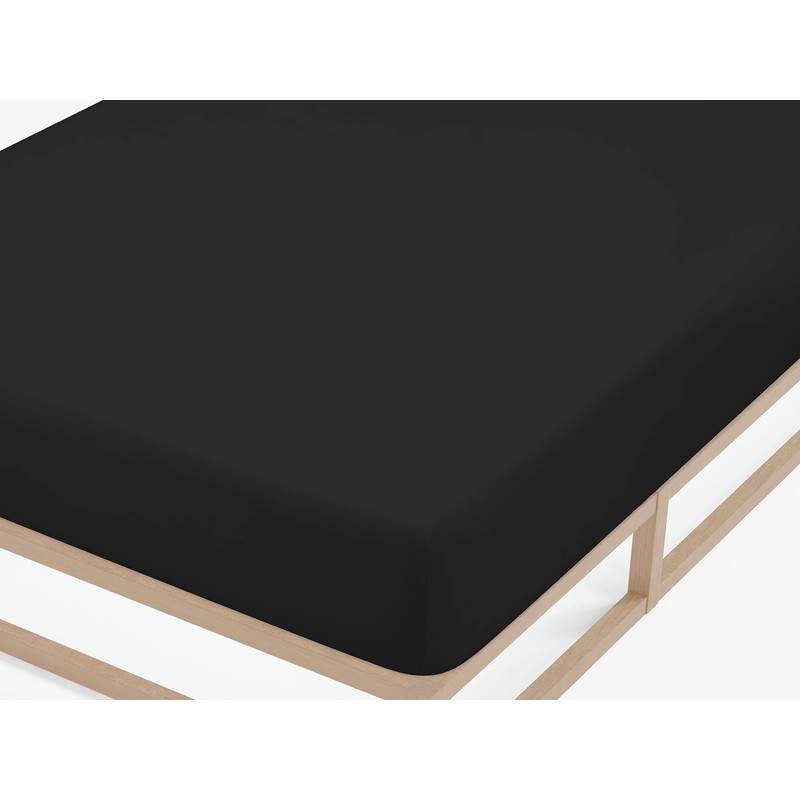 Biberna 77144/001/040 Jersey stretch fitted sheet, black, 90 x 190