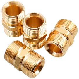 Treki 4 Pcs Pressure Washer Hose Connector, M22-14 Male to Male Power Washer Fittings Brass Hose Connecter Coupler, 5000 PSI