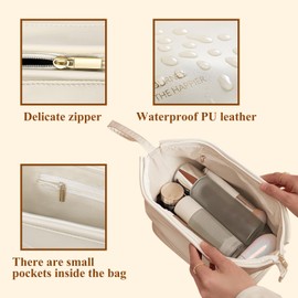 WisePoint Cosmetic Bag, Waterproof Makeup Travel Bag Travel Toiletry Bag for Women with Handle, High-capacity Travel Makeup Bag Organizer with Handle (beige)