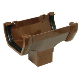 FLOPLAST 114mm Square Gutter Running Outlet - Brown