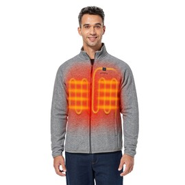 ORORO Men’s Heated Fleece Jacket with Battery, Fleece Heating Jacket (Charger Not Included) (Grey, L)