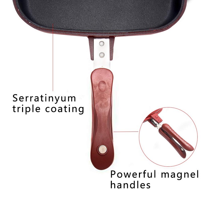 Square Double Sided Frying Pan, Kitchen Non-stick Baking Pancake Pan