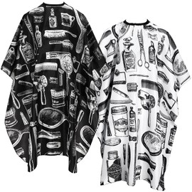 FEBSNOW Professional Hair Cutting Cape, 2 Pcs Hairdressing Barber Salon with Closure Snap for Styling Coloring Hair Cutting Cape Accessories（Print Design）