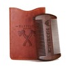 MANEJACK Wooden Beard Comb & Case, Dual Action Fine &