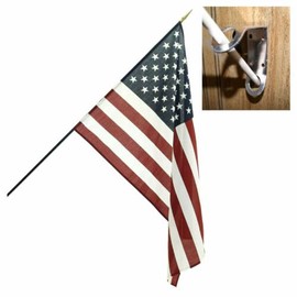 USA School Classroom 16X24INCH Stick Flag SET Steel Wall Bracket (3FT STAFF)