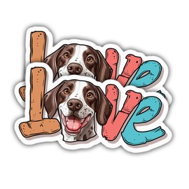 (2pcs) German Shorthaired Pointer Sticker White GSP Lover Decal Love Vinyl Stickers Weather-Resistant Stickers for Water Bottles Laptop Window Car 2pcs Size 5"