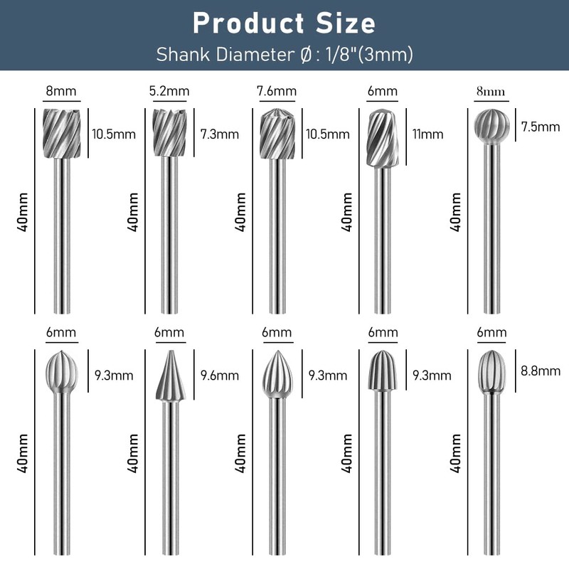 Engraving Router Bit Carving Bits, 20 PCS HSS Rotary Tool